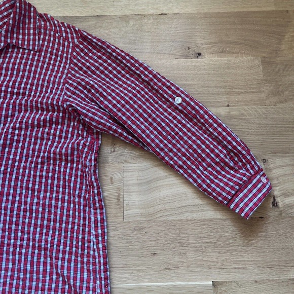 Vtg Lady Lori Womens Red Plaid Tunic Top Sz XL Lagenlook Button Up Lumberjack - Picture 14 of 15